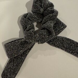 Elegant Black Glitter Hair Scrunchie